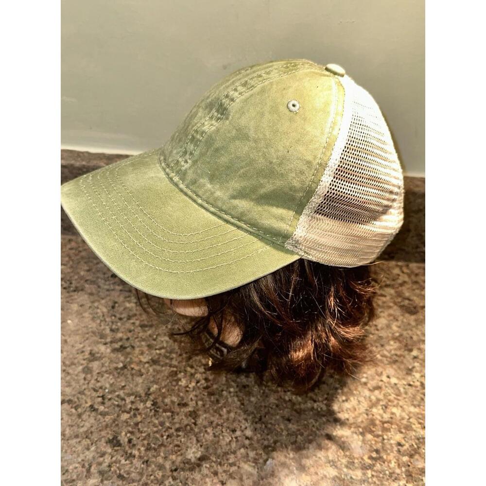 Time And Tru Denim GREEN  Beige Mesh Back Baseball Cap Hat NWT